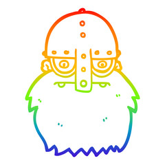 rainbow gradient line drawing cartoon viking face