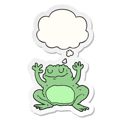 cartoon frog and thought bubble as a printed sticker
