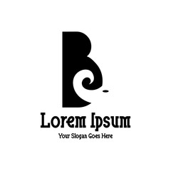 Design of alphabet letter B with elephant logo for a company or business