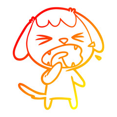 warm gradient line drawing cute cartoon dog barking