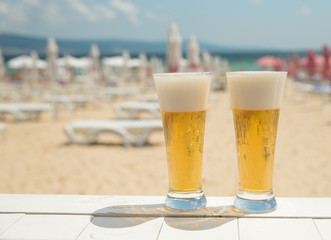 Glasses of cold beer