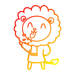 warm gradient line drawing happy cartoon lion
