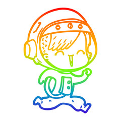 rainbow gradient line drawing happy cartoon space girl