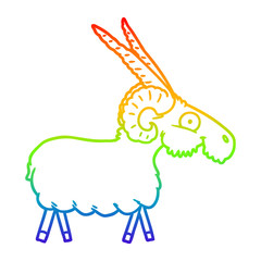 rainbow gradient line drawing cartoon goat
