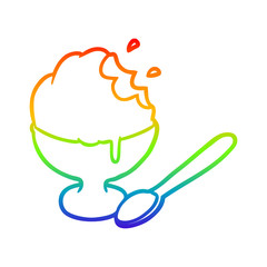 rainbow gradient line drawing ice cream dessert in bowl