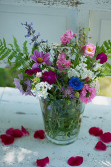 Colorful wild flower bouquet  in a summer garden