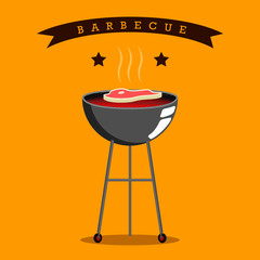Barbecue grill with a meal - Vector illustration