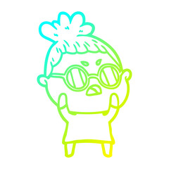 cold gradient line drawing cartoon annoyed woman
