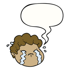 cartoon crying boy and speech bubble