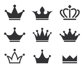 Crown icons set. Vector - obrazy, fototapety, plakaty