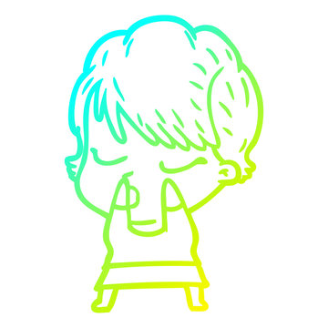 recommend clip art: cold gradient line drawing cartoon woman with eyes shut