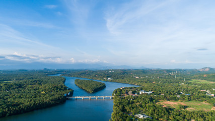 Fototapeta premium landscape with river and blue sky