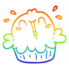 rainbow gradient line drawing cute cartoon pie