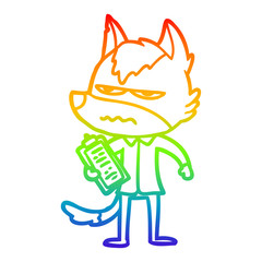 rainbow gradient line drawing cartoon annoyed wolf
