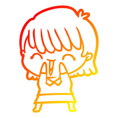 warm gradient line drawing cartoon woman