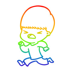 rainbow gradient line drawing cartoon stressed man