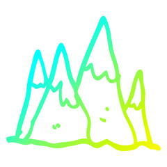 cold gradient line drawing cartoon mountain range