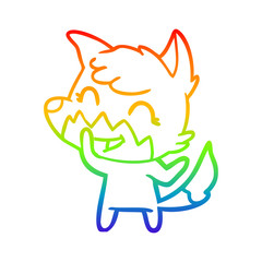 rainbow gradient line drawing happy cartoon fox