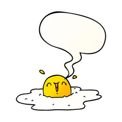 cartoon fried egg and speech bubble in smooth gradient style