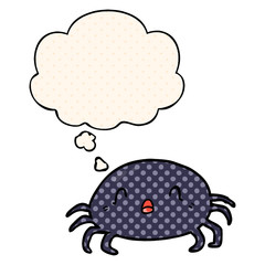 cartoon spider and thought bubble in comic book style