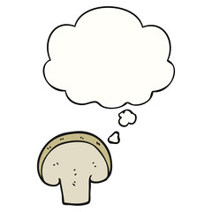 cartoon mushroom slice and thought bubble