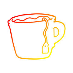 warm gradient line drawing cartoon hot cup of tea