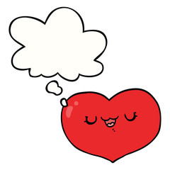 cartoon love heart and thought bubble