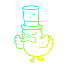 cold gradient line drawing cartoon duck wearing top hat