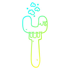 cold gradient line drawing cartoon sausage on fork