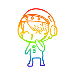 rainbow gradient line drawing happy cartoon space girl