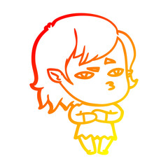 warm gradient line drawing cartoon vampire girl