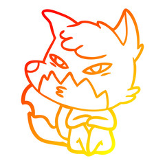 warm gradient line drawing clever cartoon fox