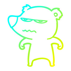 cold gradient line drawing annoyed bear cartoon