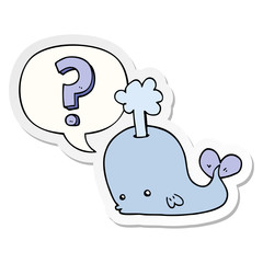 cartoon curious whale and speech bubble sticker