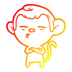 warm gradient line drawing cartoon suspicious monkey