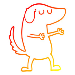 warm gradient line drawing cartoon happy dog