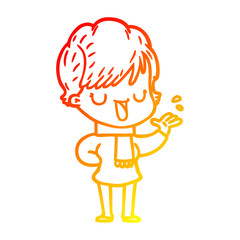 warm gradient line drawing cartoon woman talking