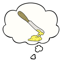 cartoon knife spreading butter and thought bubble