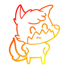 warm gradient line drawing cartoon friendly fox