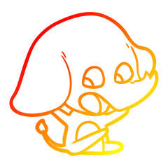 warm gradient line drawing cute cartoon elephant