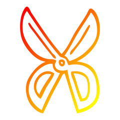 warm gradient line drawing cartoon scissors