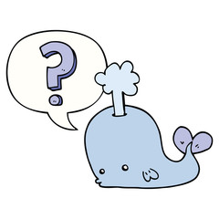 cartoon curious whale and speech bubble
