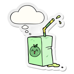 cartoon juice box and thought bubble as a printed sticker