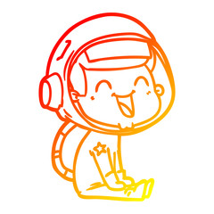 warm gradient line drawing happy cartoon astronaut
