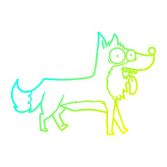 cold gradient line drawing cartoon happy dog