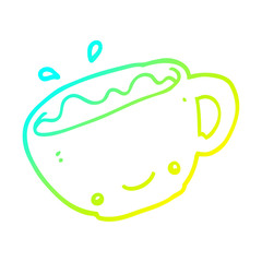 cold gradient line drawing cartoon cup of coffee