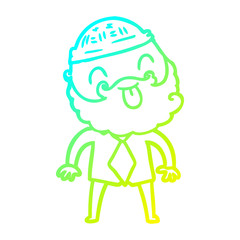 cold gradient line drawing man with beard with hat and shirt