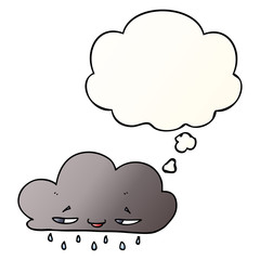 cartoon rain cloud and thought bubble in smooth gradient style
