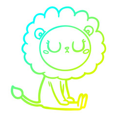 cold gradient line drawing cartoon lion