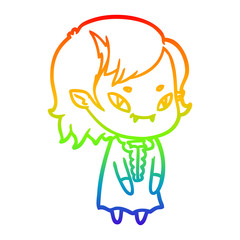 rainbow gradient line drawing cartoon friendly vampire girl